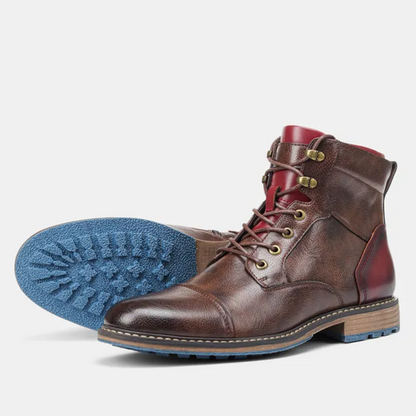 Men's Cap Toe Lace-Up Dress Boots for Winter Wear