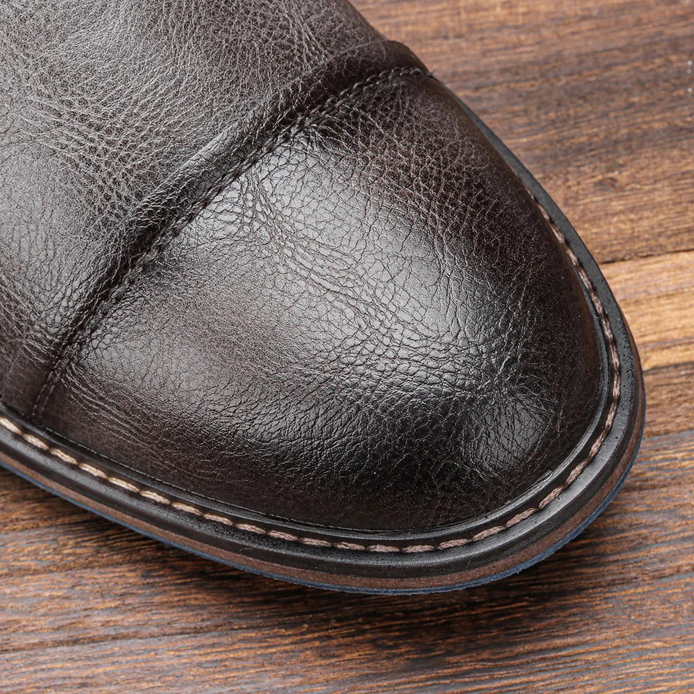 Men's Cap Toe Lace-Up Dress Boots for Winter Wear