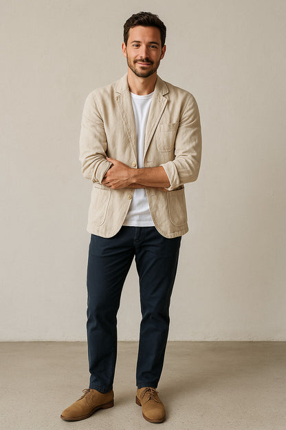 Men's Linen Blazer for Smart Casual Wear