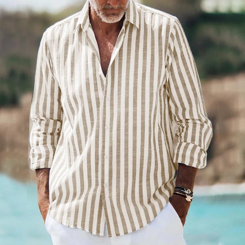 Men's Striped Long Sleeve Shirt for Everyday Wear
