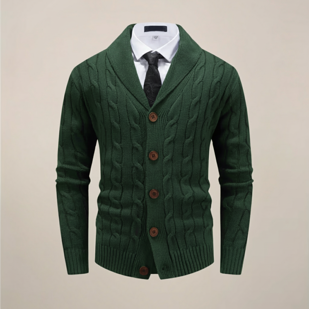 Men’s Chunky Knit Shawl Collar Cardigan for Stylish Winter Looks
