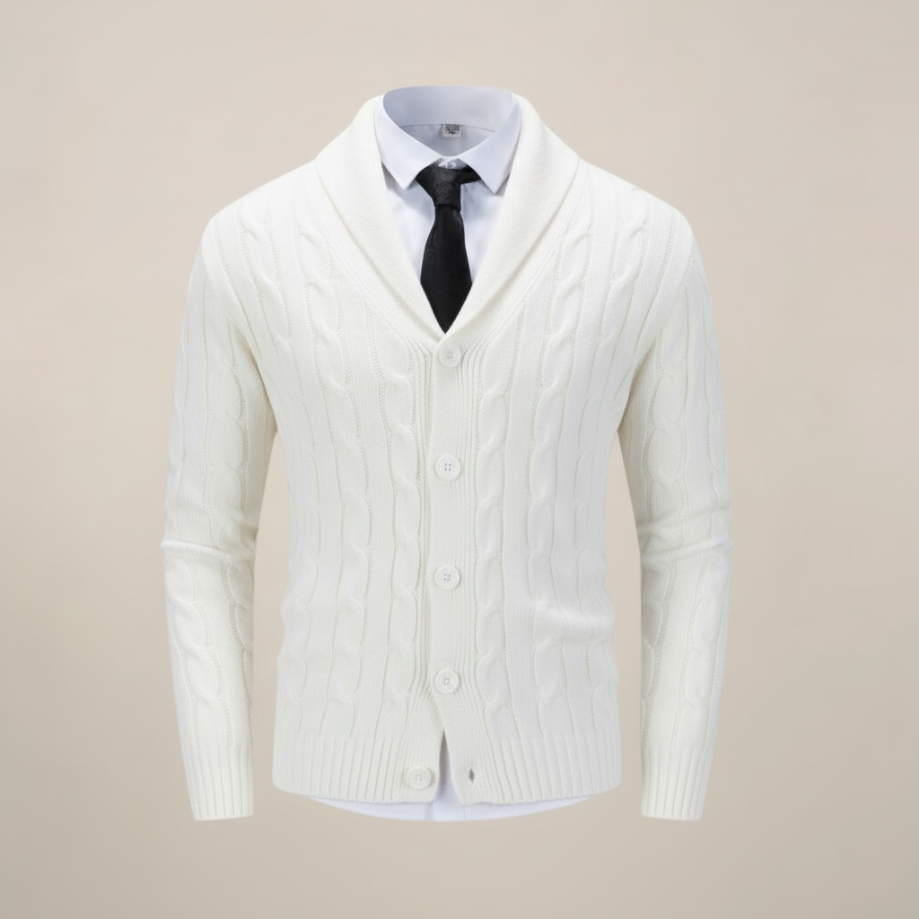 Men’s Chunky Knit Shawl Collar Cardigan for Stylish Winter Looks