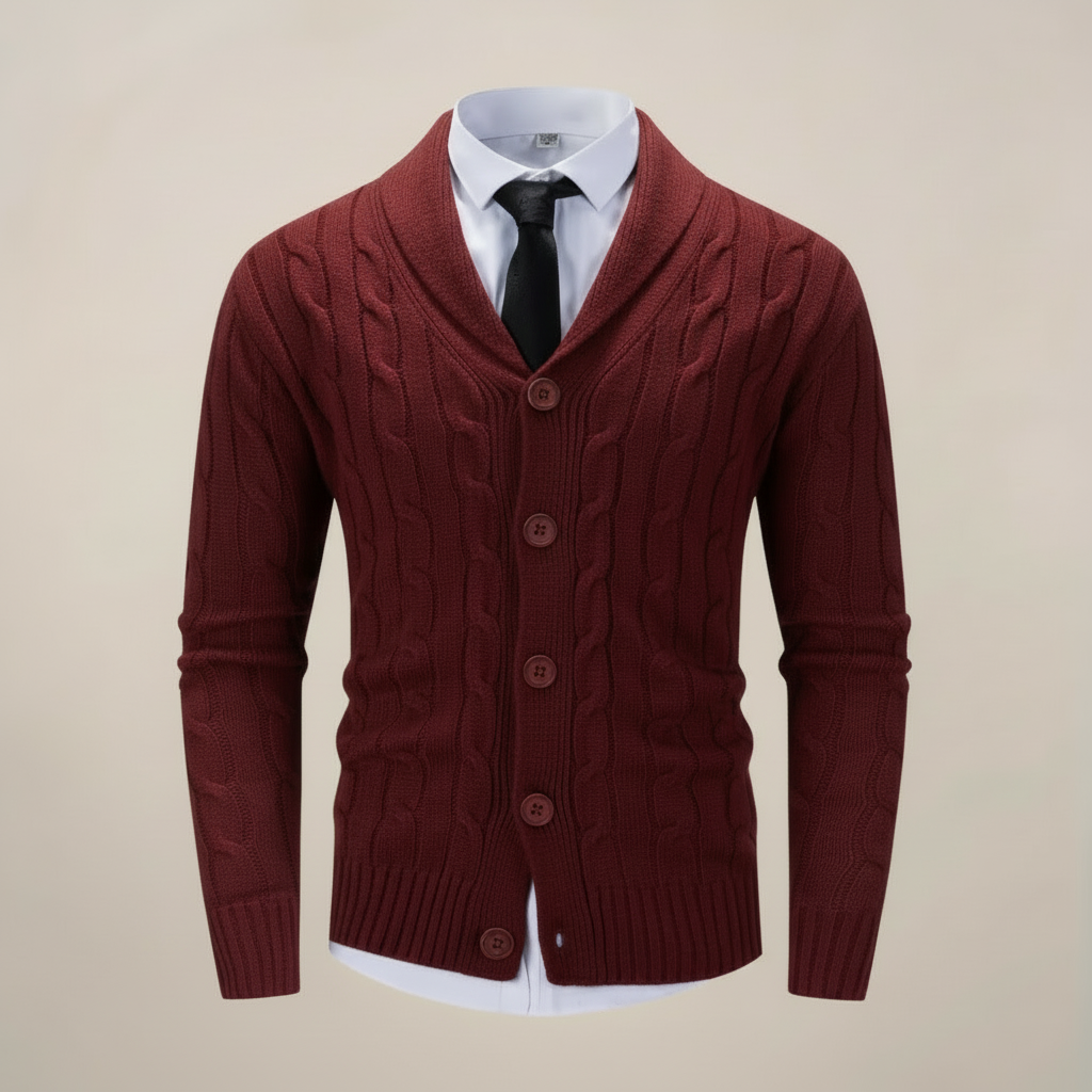 Men’s Chunky Knit Shawl Collar Cardigan for Stylish Winter Looks