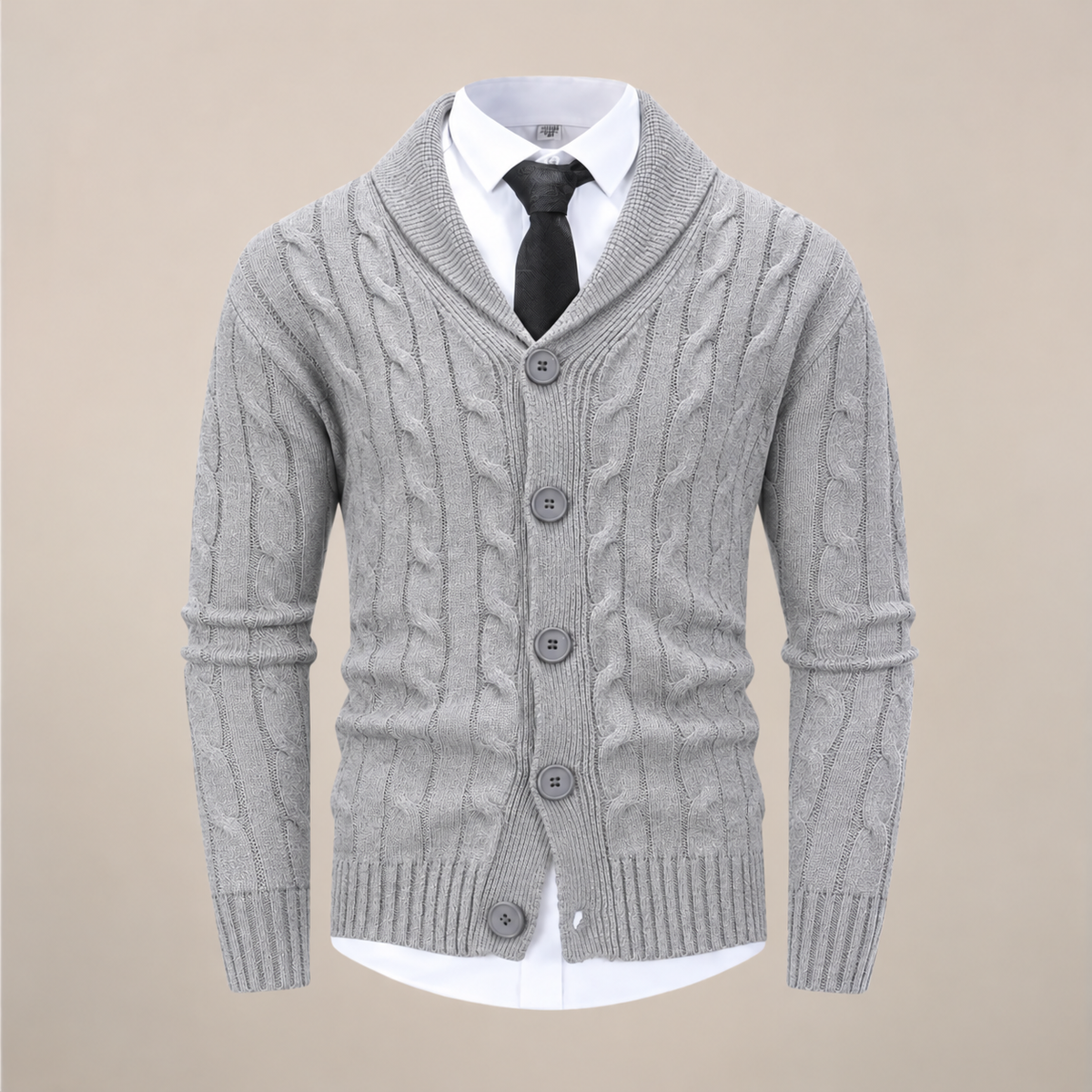 Men’s Chunky Knit Shawl Collar Cardigan for Stylish Winter Looks
