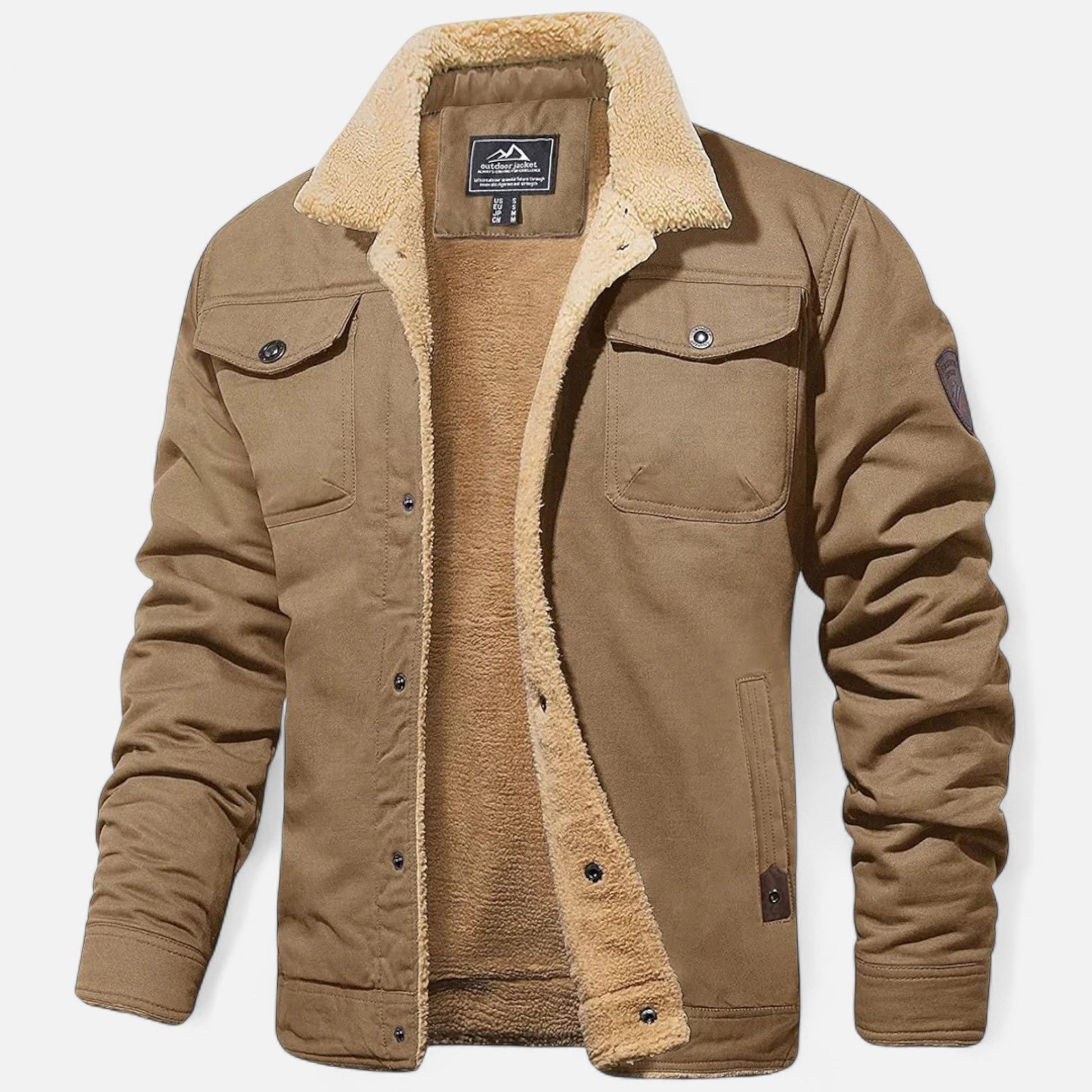 Men's Classic Aviator Bomber Jacket with Sherpa Collar for Winter Wear