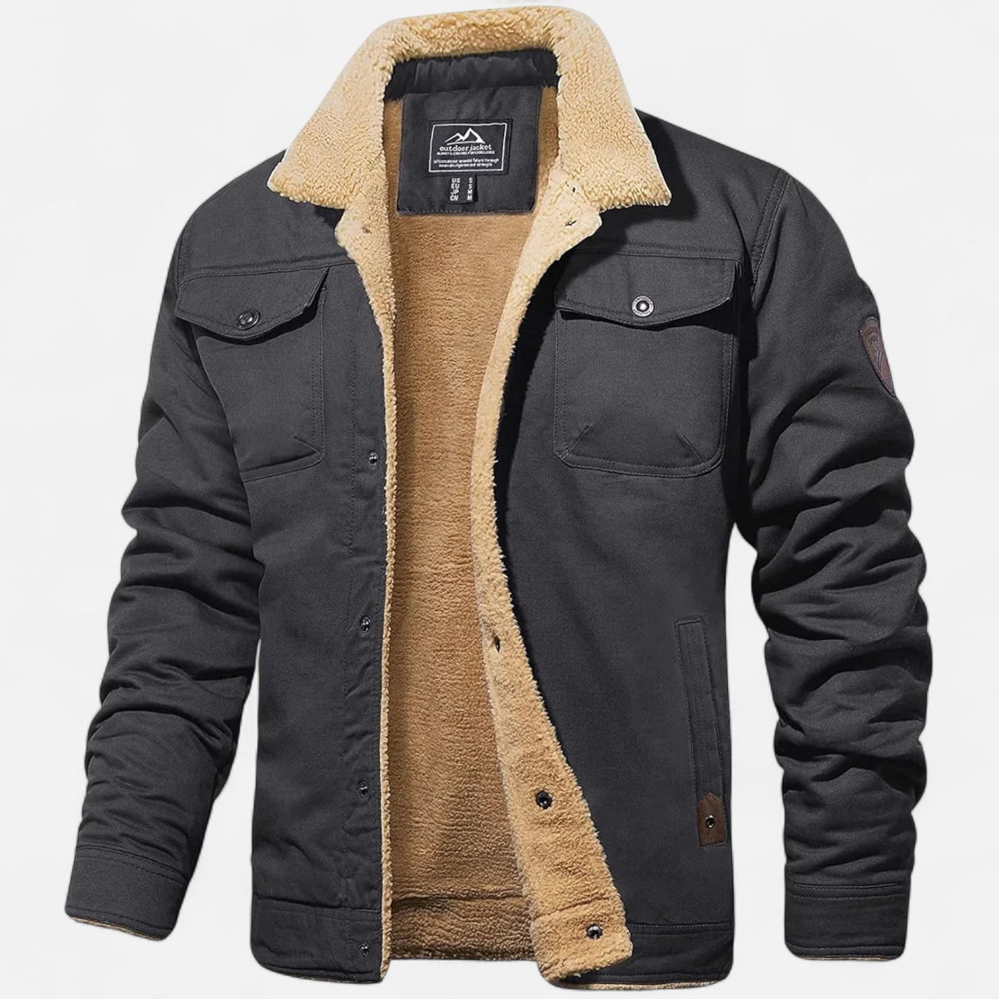 Men's Classic Aviator Bomber Jacket with Sherpa Collar for Winter Wear
