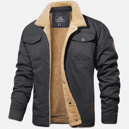 Men's Classic Aviator Bomber Jacket with Sherpa Collar for Winter Wear