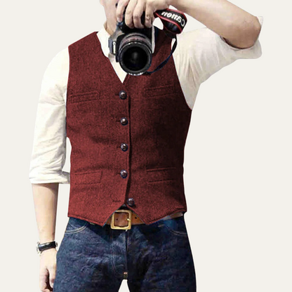 Men’s Classic Button-Up Waistcoat for Stylish Occasions