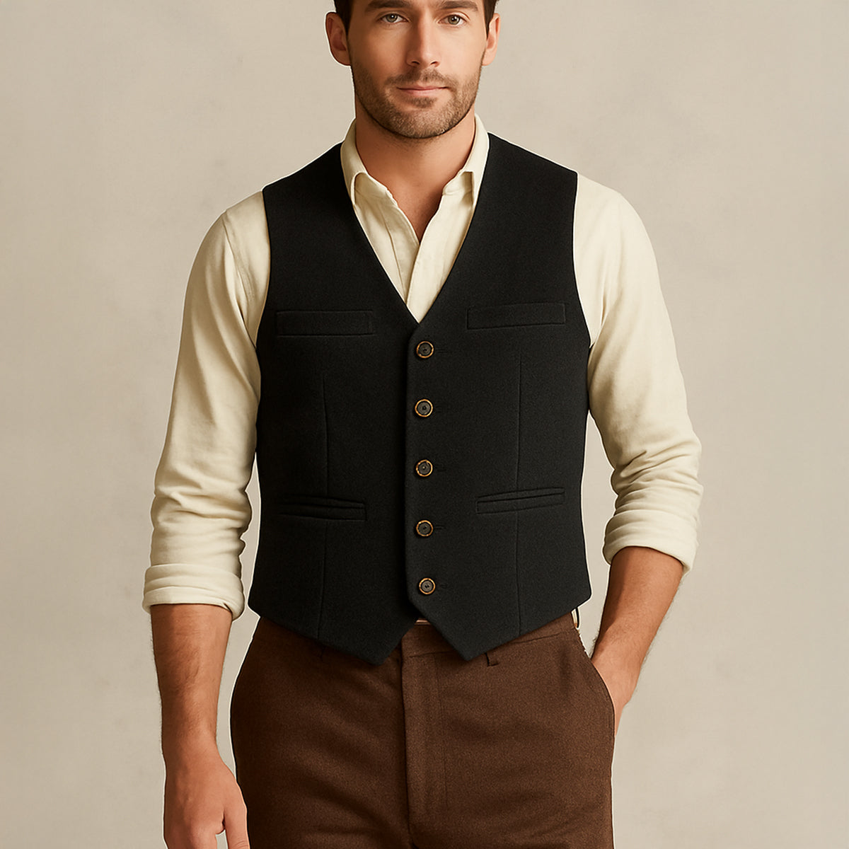 Men’s Classic Button-Up Waistcoat for Stylish Occasions