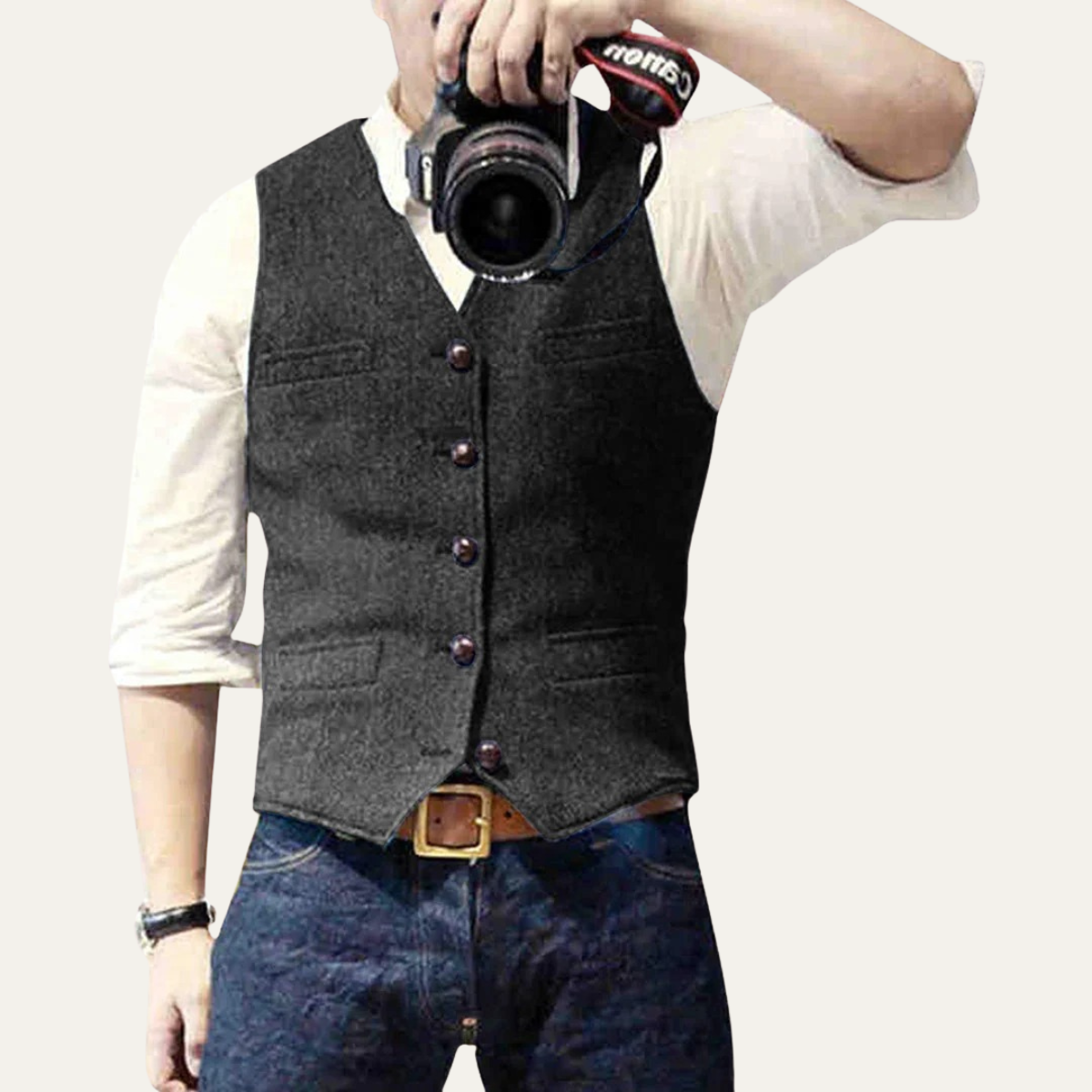 Men’s Classic Button-Up Waistcoat for Stylish Occasions