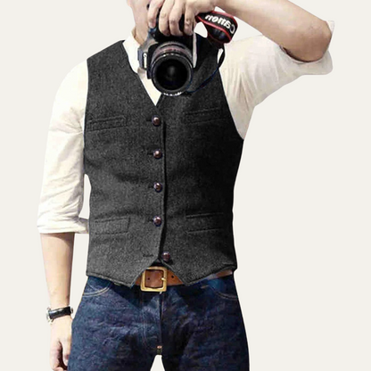 Men’s Classic Button-Up Waistcoat for Stylish Occasions