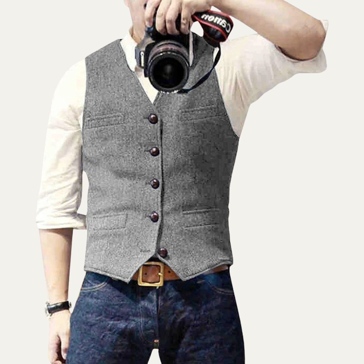 Men’s Classic Button-Up Waistcoat for Stylish Occasions