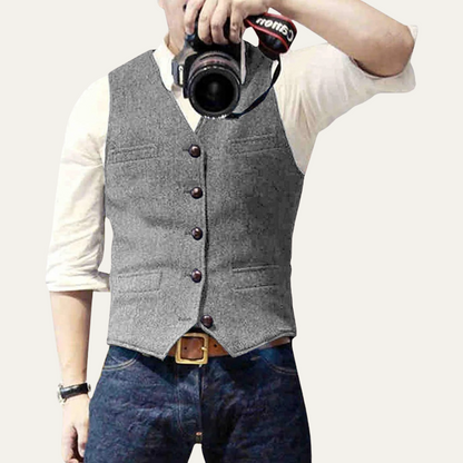 Men’s Classic Button-Up Waistcoat for Stylish Occasions