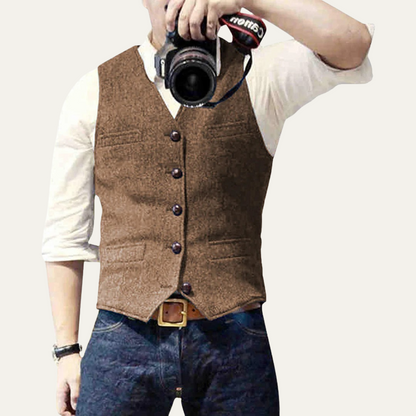 Men’s Classic Button-Up Waistcoat for Stylish Occasions