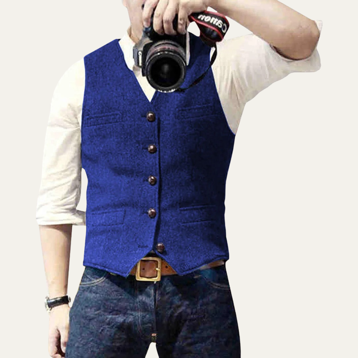 Men’s Classic Button-Up Waistcoat for Stylish Occasions