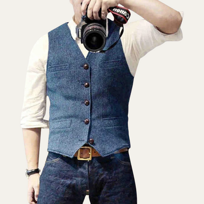 Men’s Classic Button-Up Waistcoat for Stylish Occasions