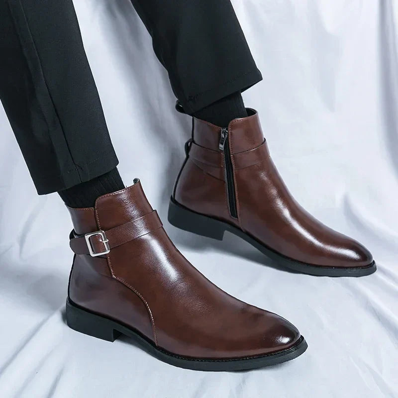 Men’s Classic Chelsea Boots with Side Zipper – Stylish Footwear for Any Occasion