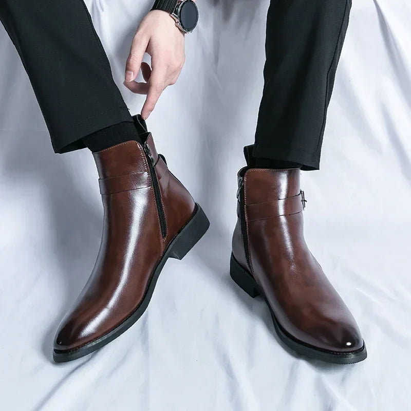 Men’s Classic Chelsea Boots with Side Zipper – Stylish Footwear for Any Occasion