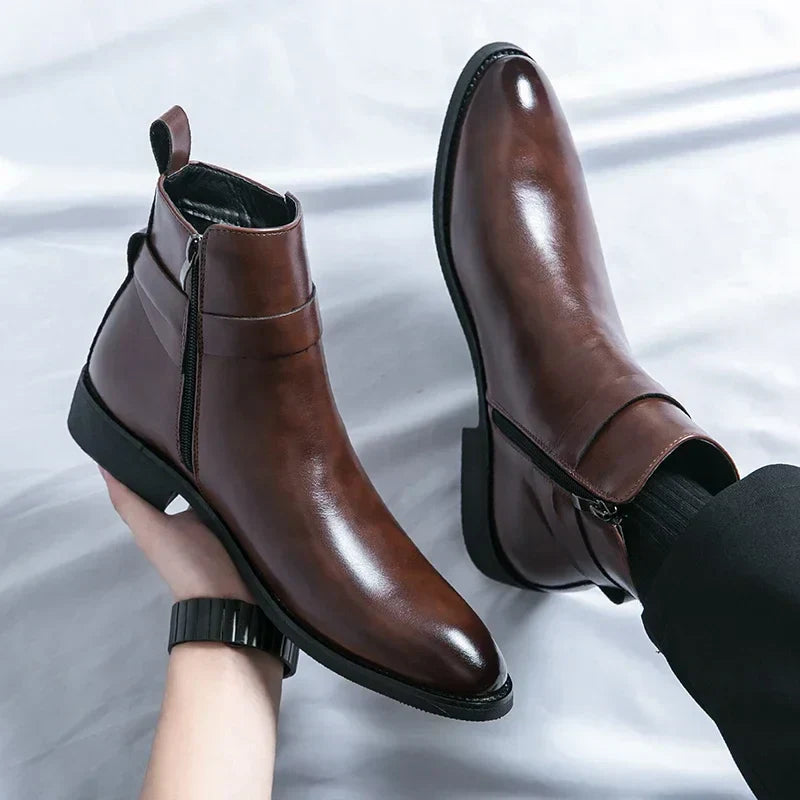 Men’s Classic Chelsea Boots with Side Zipper – Stylish Footwear for Any Occasion
