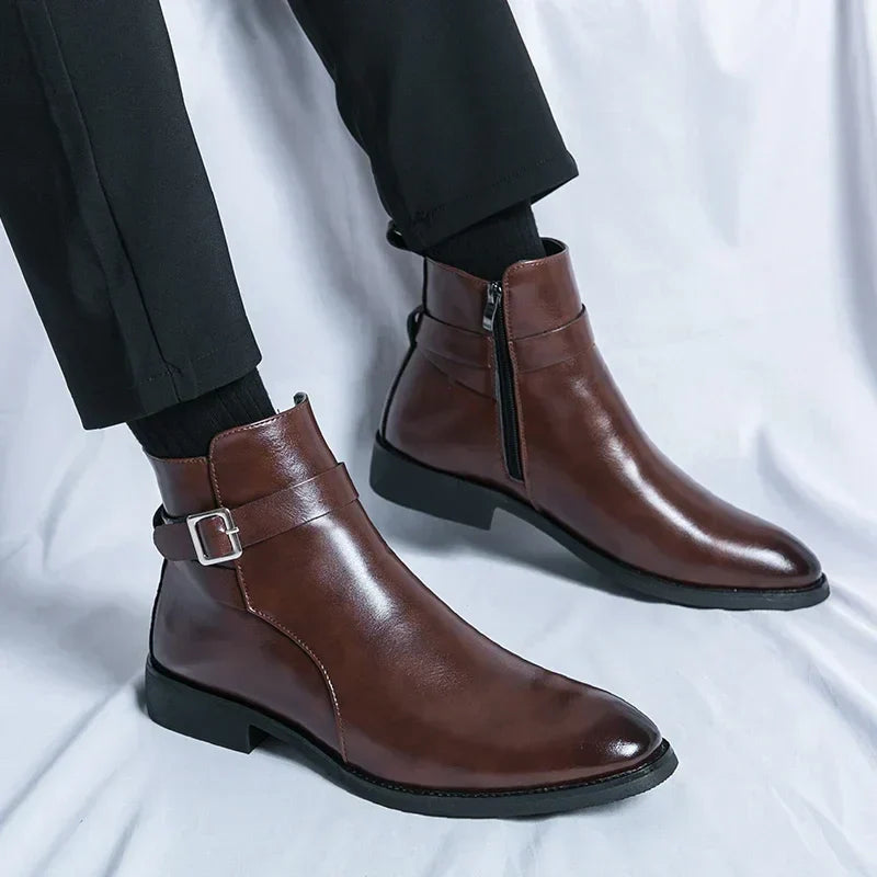 Men’s Classic Chelsea Boots with Side Zipper – Stylish Footwear for Any Occasion