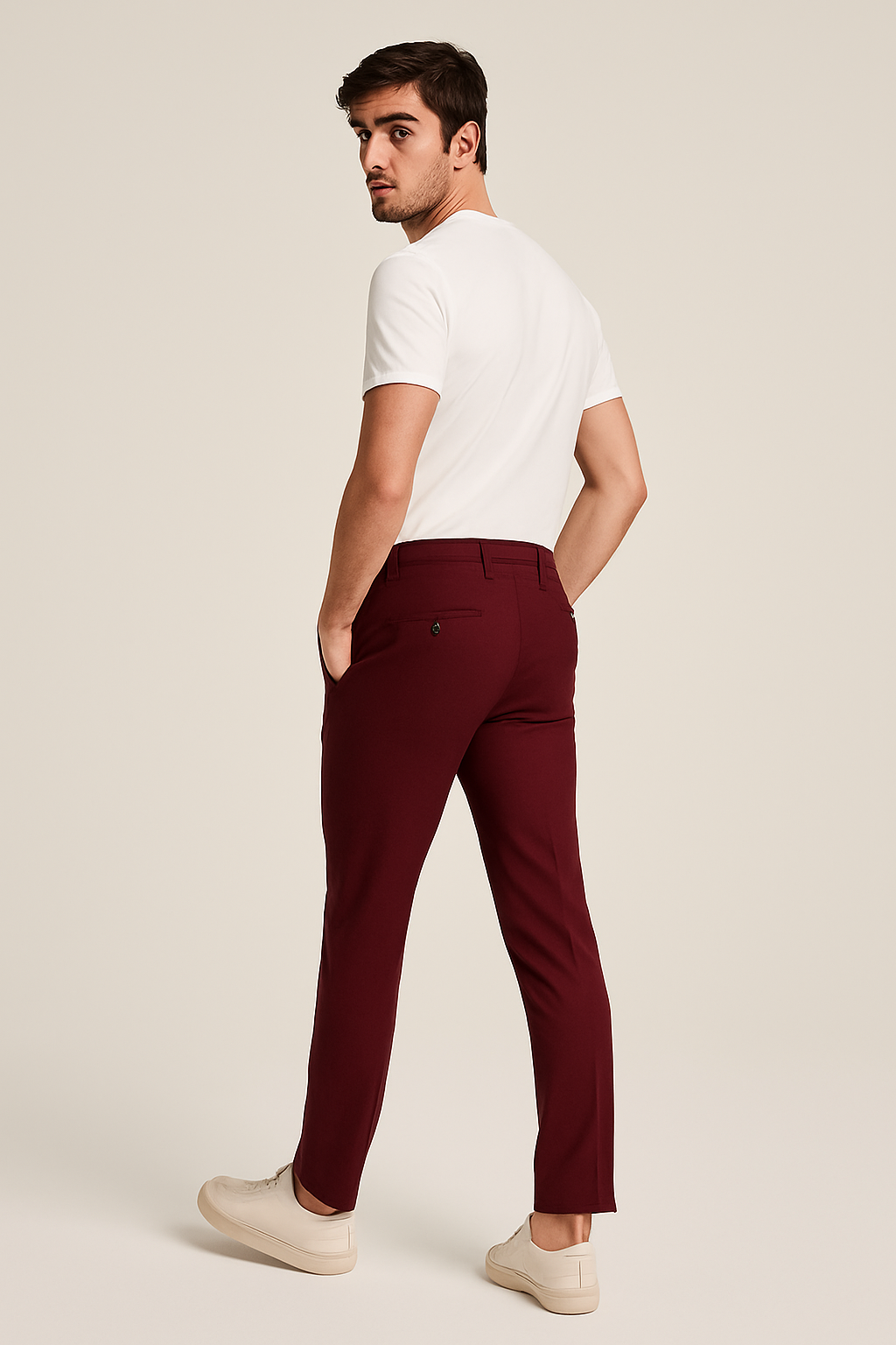 Men’s Classic Flat-Front Trousers for Office Wear