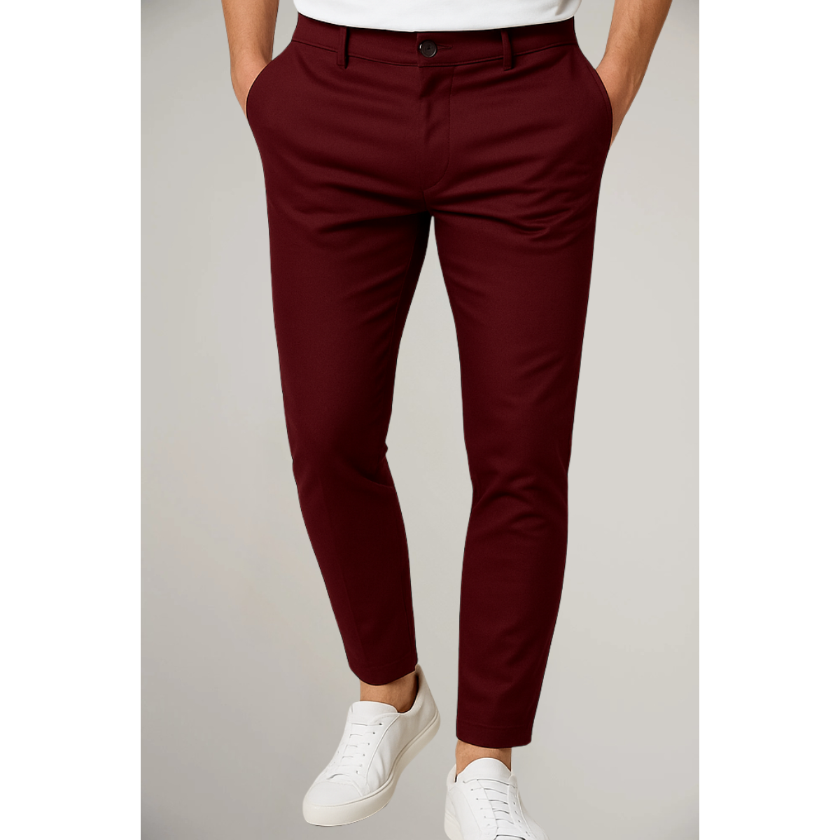 Men’s Classic Flat-Front Trousers for Office Wear