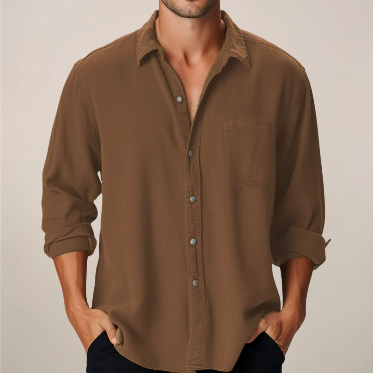 Men's Classic Long Sleeve Button-Up Shirt for Any Occasion