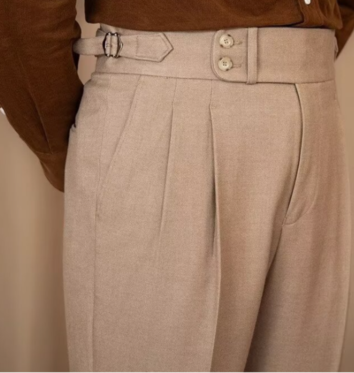 Men's Classic Trousers - Stylish Side-Tab Design for Formal Events