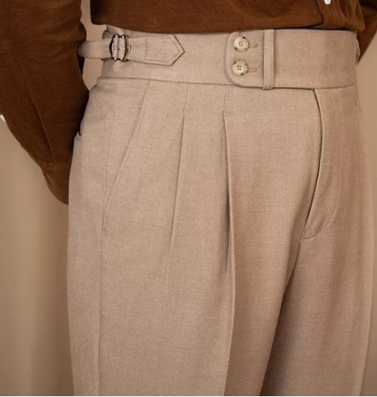 Men's Classic Trousers - Stylish Side-Tab Design for Formal Events