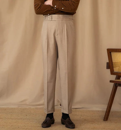 Men's Classic Trousers - Stylish Side-Tab Design for Formal Events