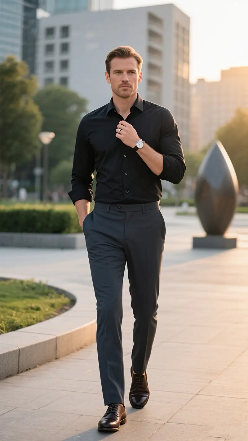 Men's Slim Fit White Dress Shirt for Formal Events