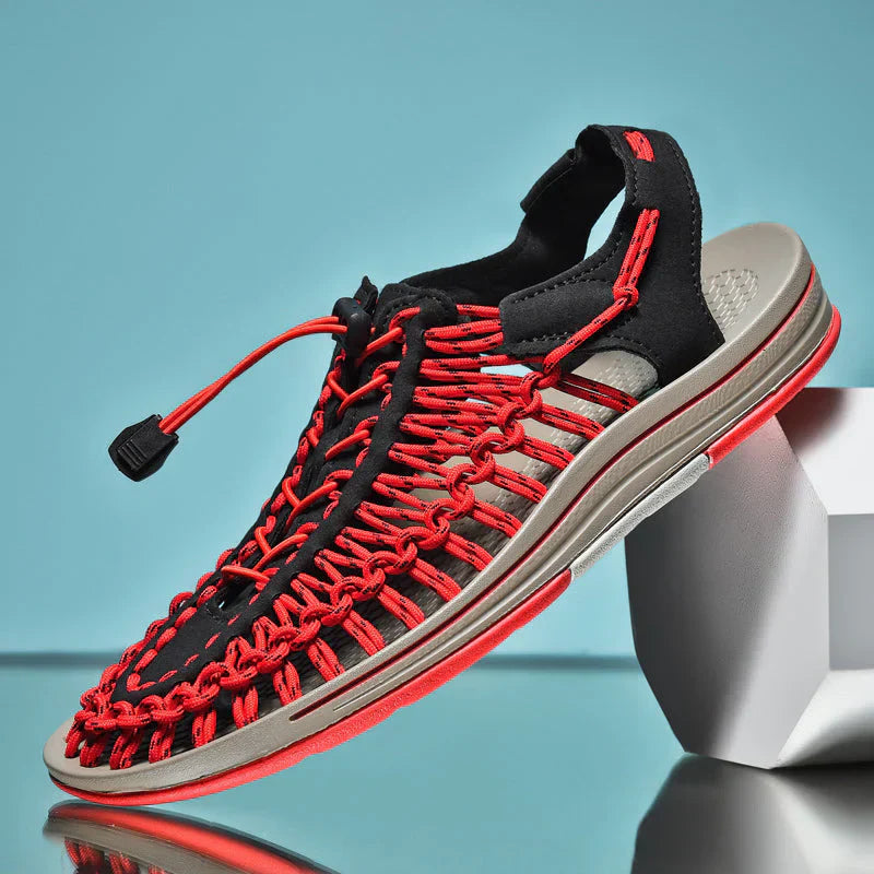 Men's Closed Sandals | Woven Mesh & Adjustable Lace