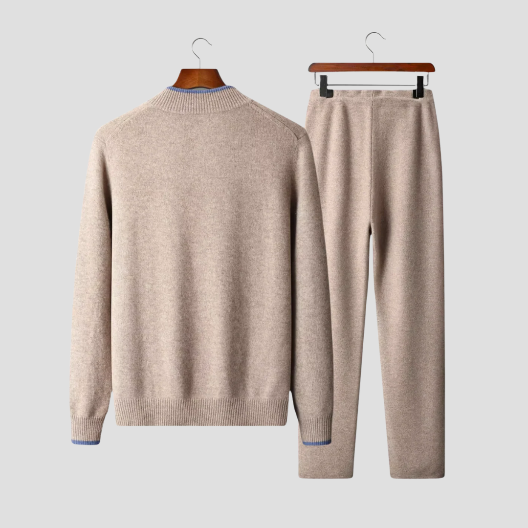 Men’s Cozy Zip-Up Sweater and Drawstring Pants for Relaxed Wear