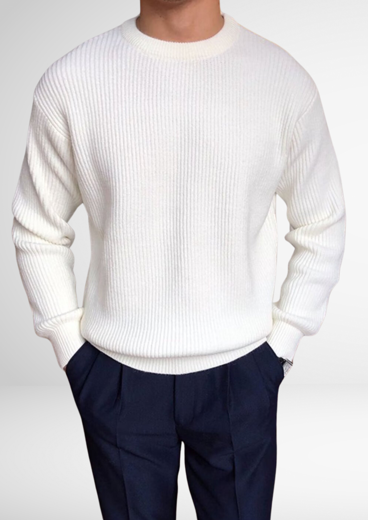 Men’s Crew Neck Knitted Sweater for Year-Round Style