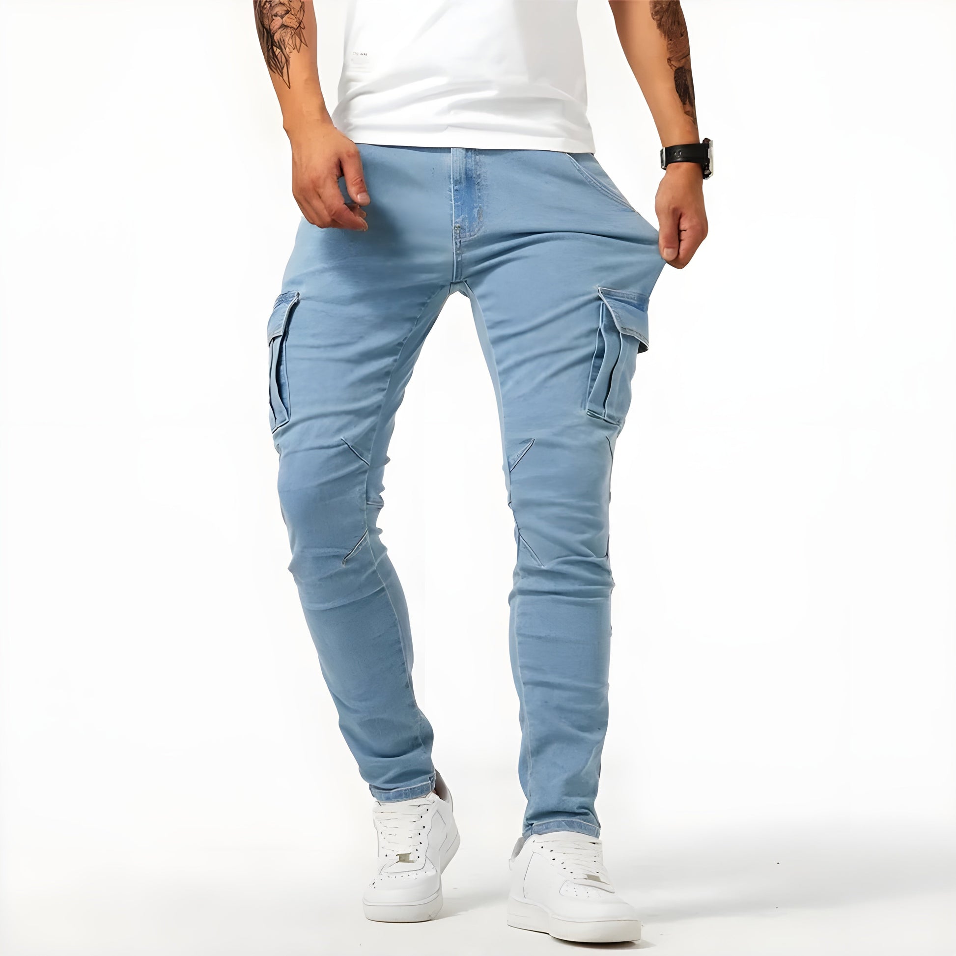 Men's Denim Trousers | Cargo Pocket Design