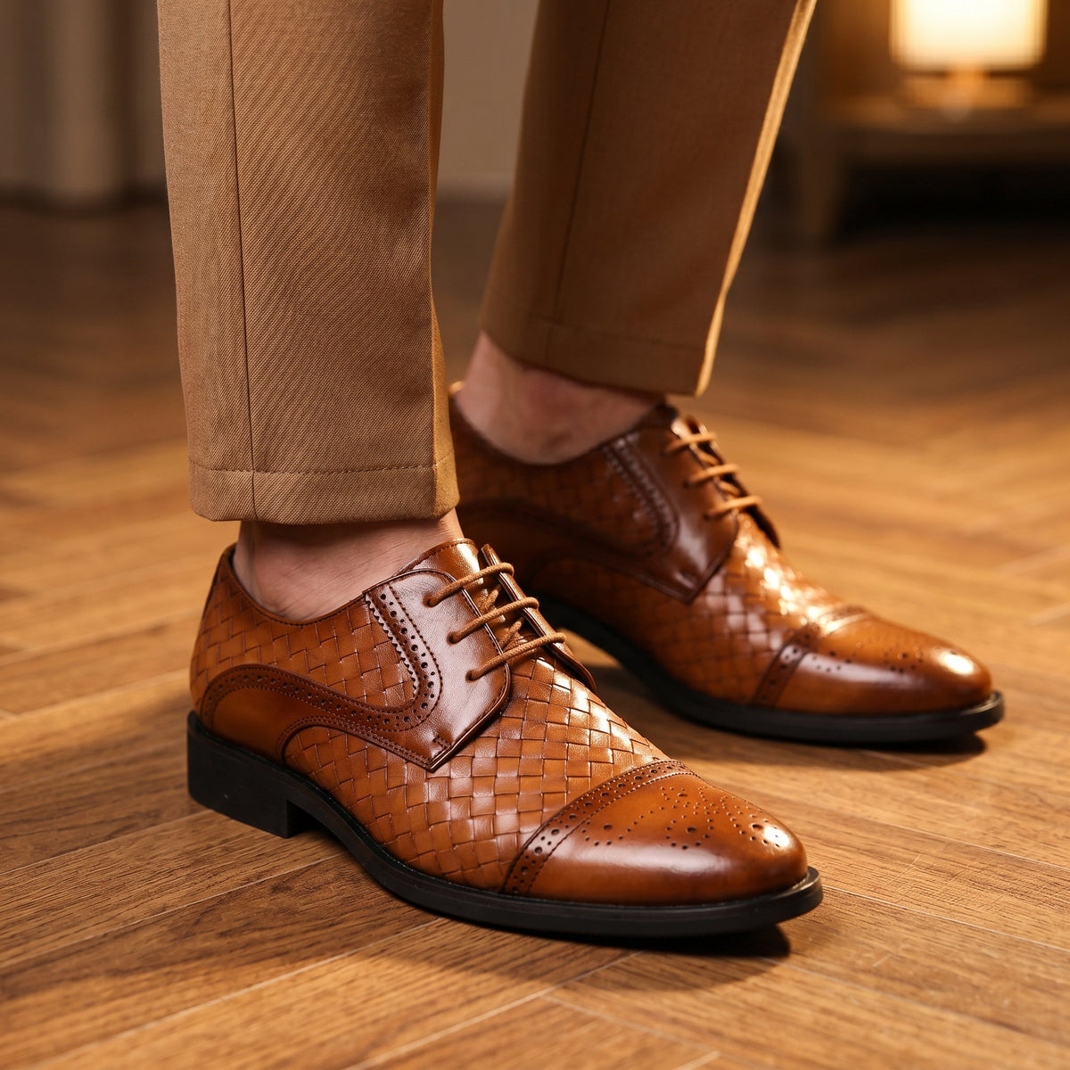 Men's Derby Brogue Shoes Cushioned Wingtip Dress Shoes