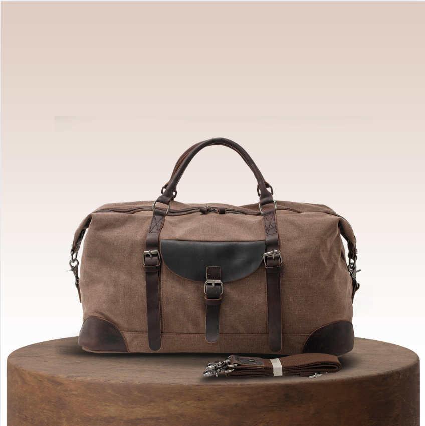 Men's Duffle Bag Contrasting Trim Travel Holdall Buckle Pocket 1