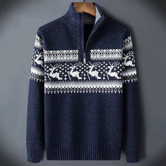 Men's Fair Isle Sweater | Half-Zip Design