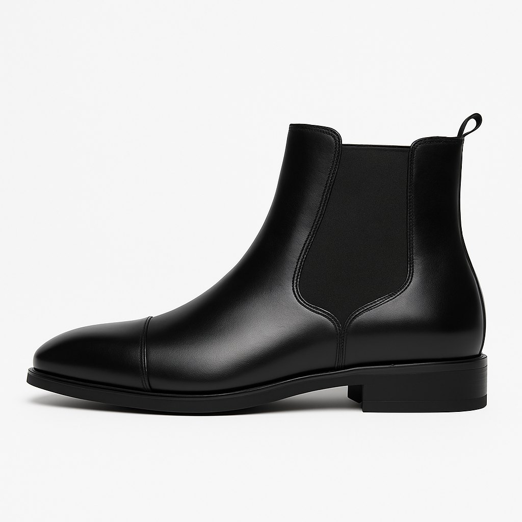 Men's Faux Leather Chelsea Boots with Cap Toe Design