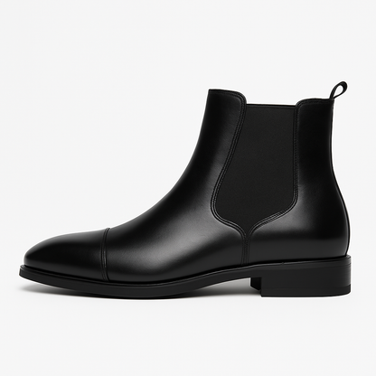 Men's Faux Leather Chelsea Boots with Cap Toe Design