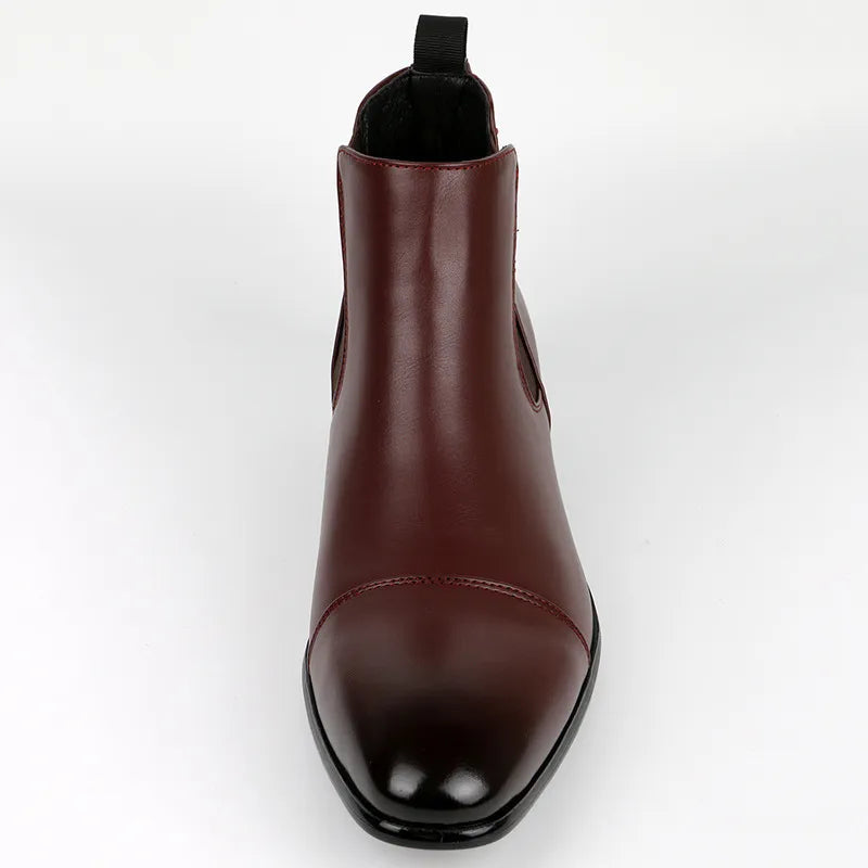 Men's Faux Leather Chelsea Boots with Cap Toe Design