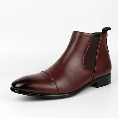 Men's Faux Leather Chelsea Boots with Cap Toe Design