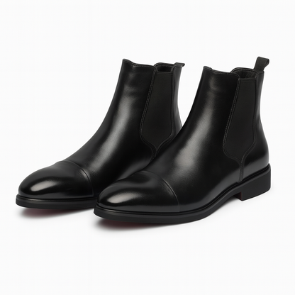 Men's Faux Leather Chelsea Boots with Cap Toe Design