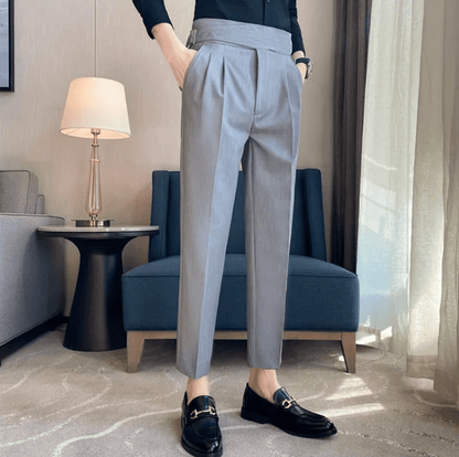 Men's Formal High-Waisted Pleated Trousers for Events