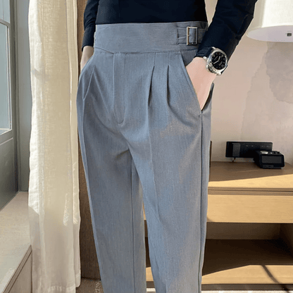 Men's Formal High-Waisted Pleated Trousers for Events