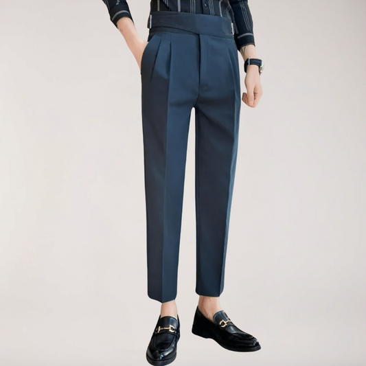 Men's Formal High-Waisted Pleated Trousers for Events