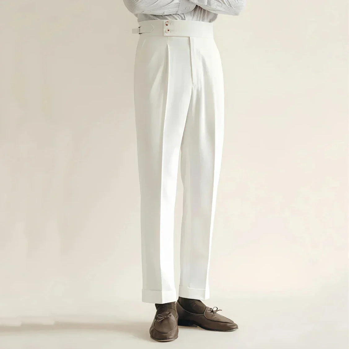 Men’s High-Rise Pleated Dress Trousers for Formal Events