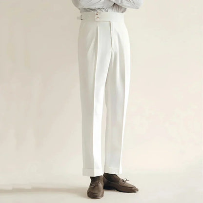 Men’s High-Rise Pleated Dress Trousers for Formal Events