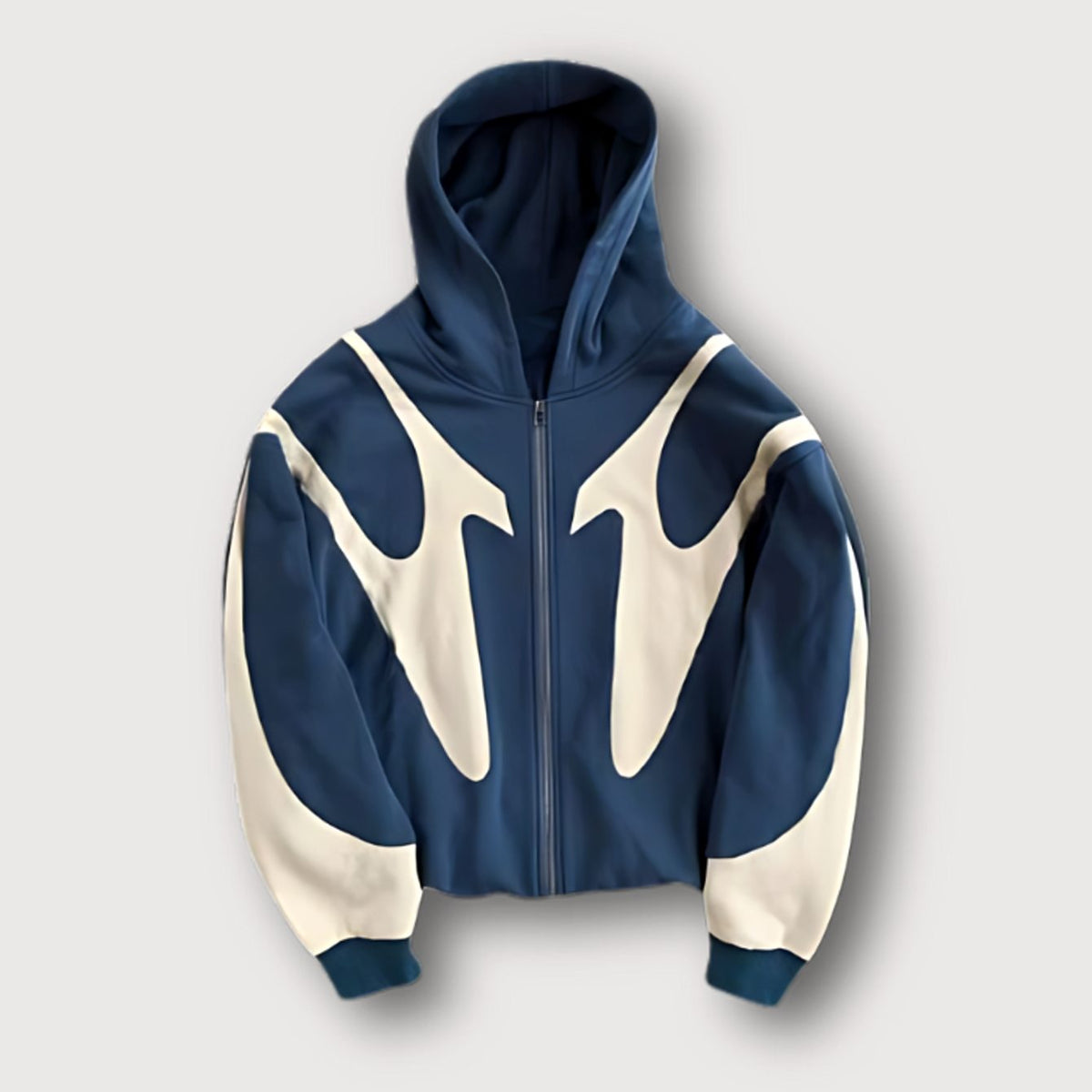 Men's Full-Zip Graphic Hoodie | Bold Contrast-Panel Design