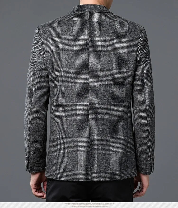Men’s Glen Check Blazer - Stylish Two-Button Design for Formal and Smart-Casual Wear
